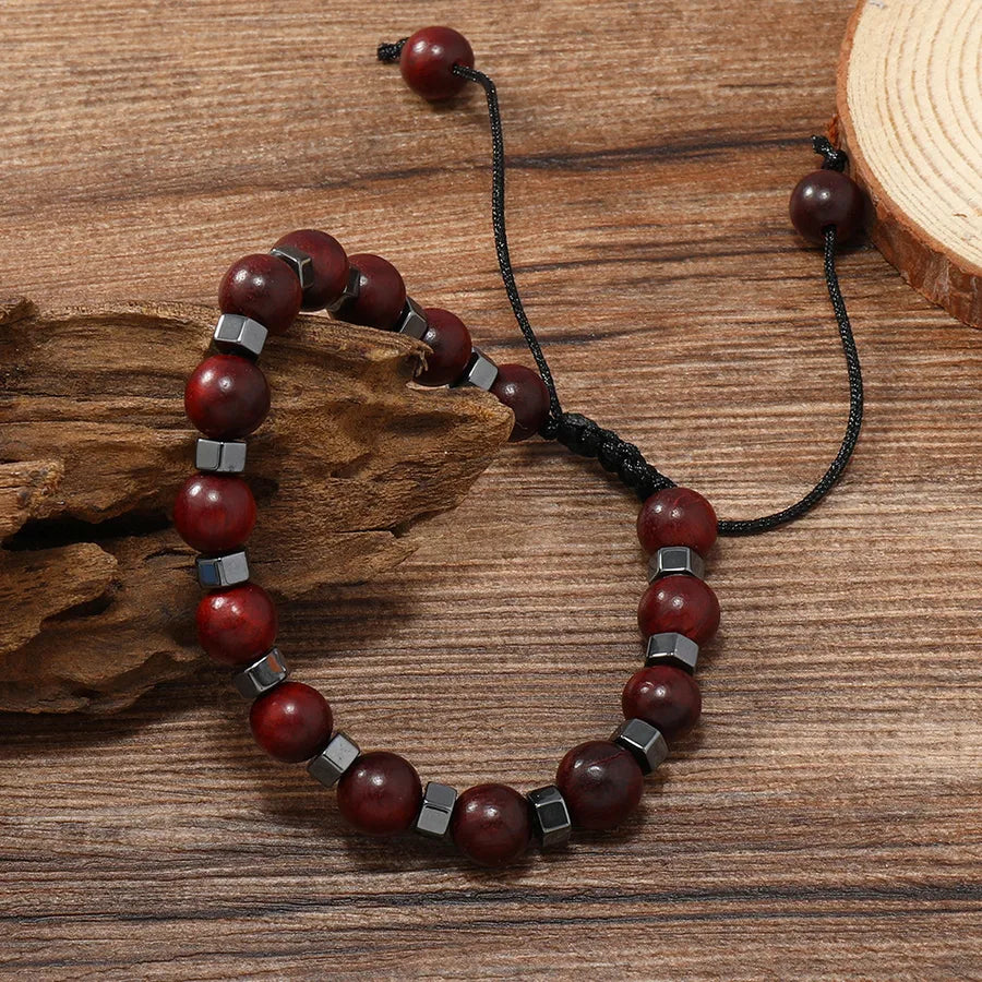 Retro Geometric Glass glass rope Braid Men's Bracelets 1 Piece