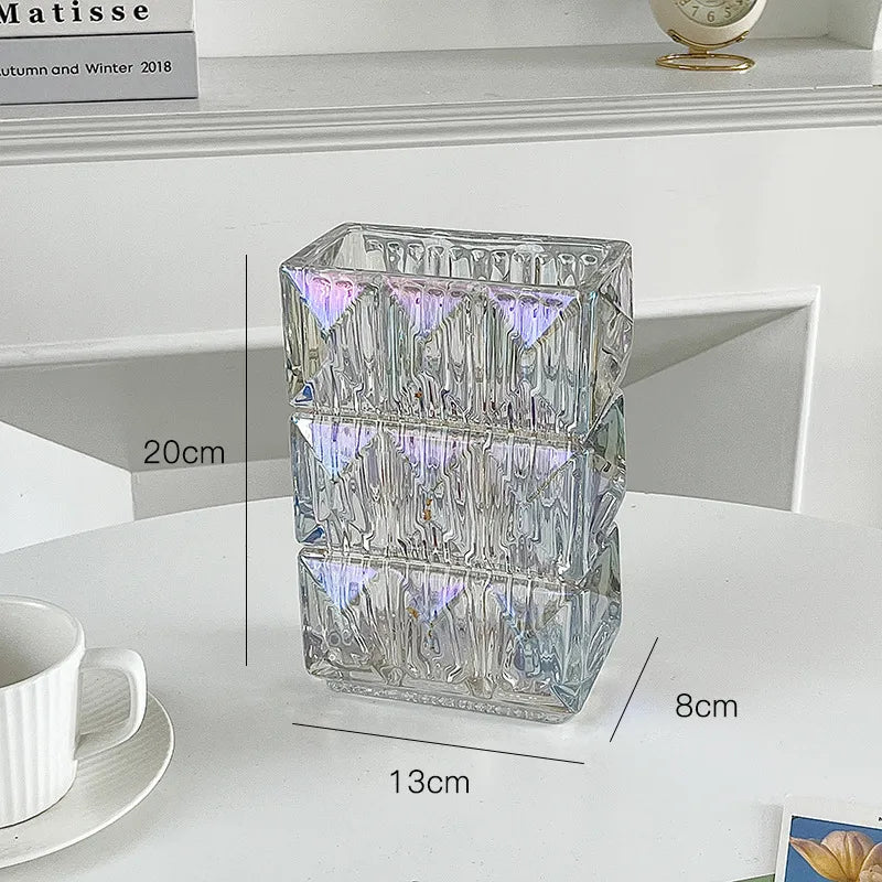 style simple crystal glass vase wholesale hydroponic living room flower arrangement transparent ornaments high-grade net red vase
