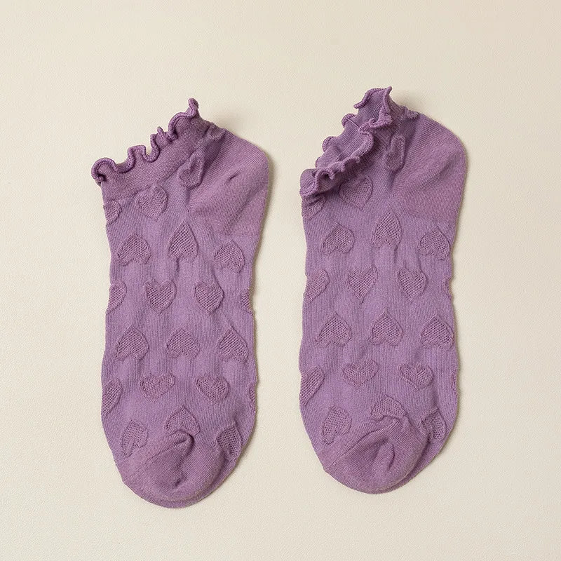 women's fashion heart shape cotton jacquard ankle socks a pair