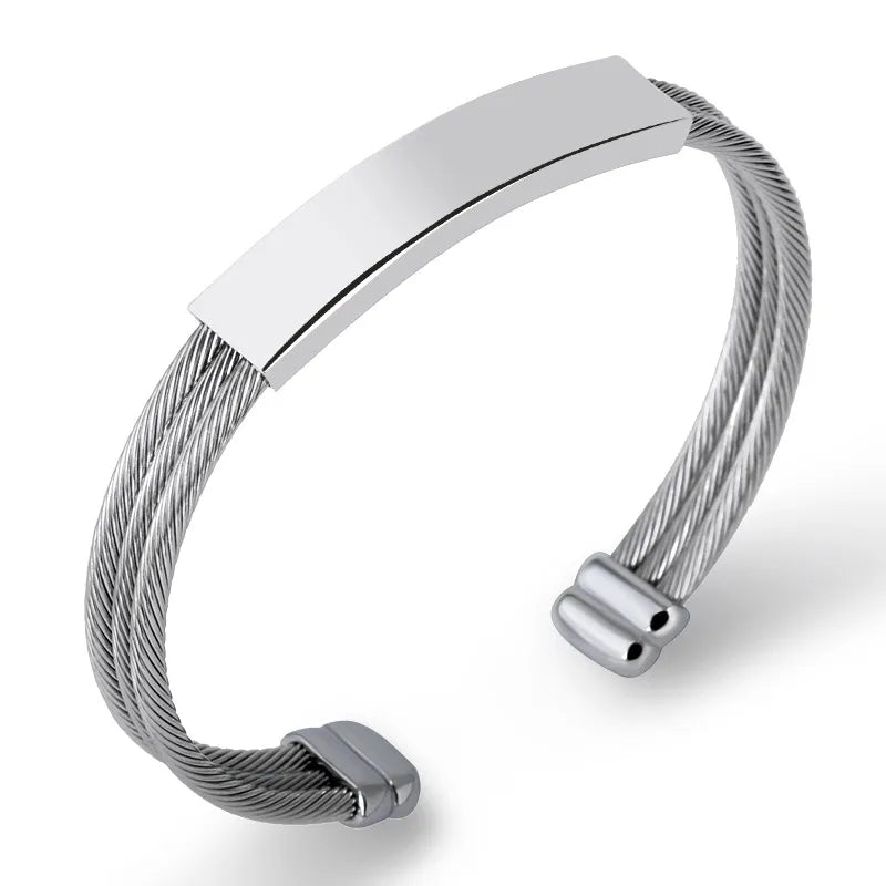 Commute Color Block Stainless Steel Plating Unisex Bangle