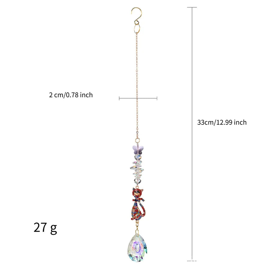vintage style simple style cat artificial crystal wind chime
