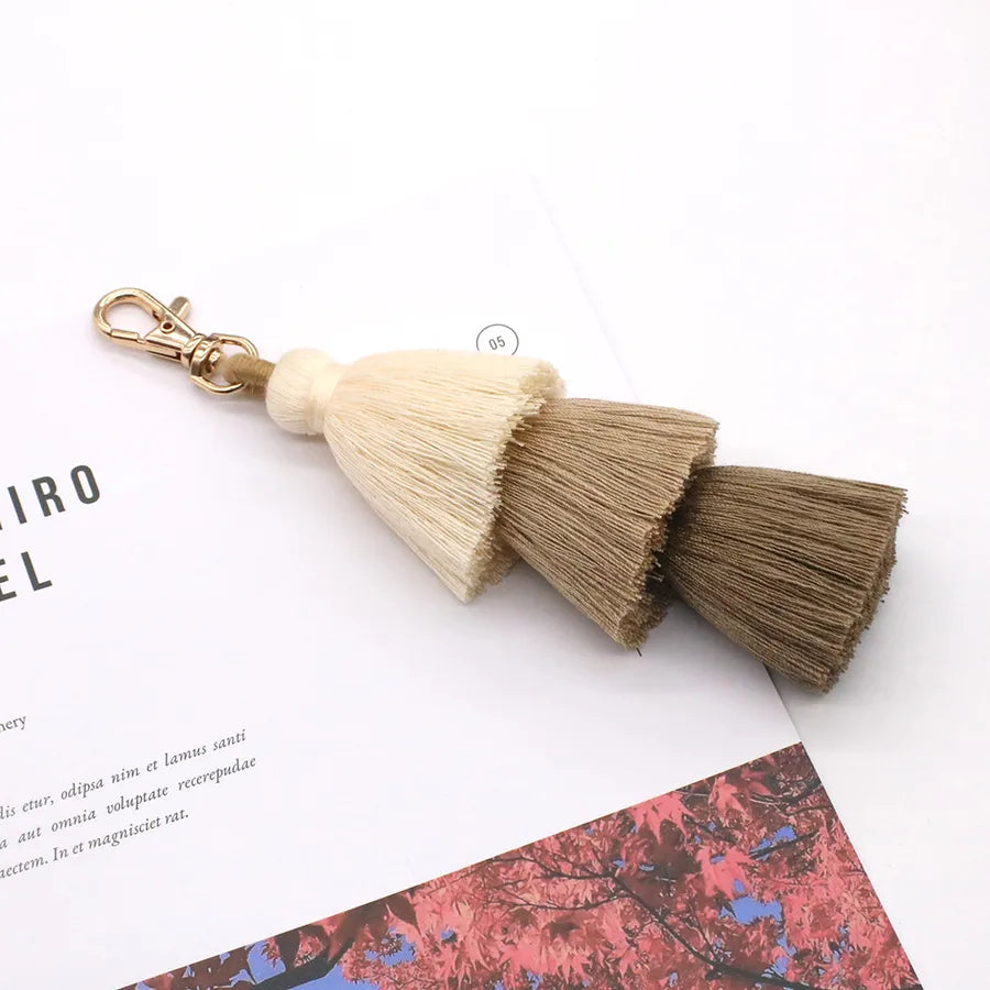 elegant color block cotton women's bag pendant keychain