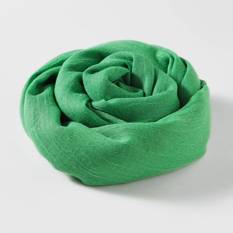 women's elegant solid color cotton silk scarves