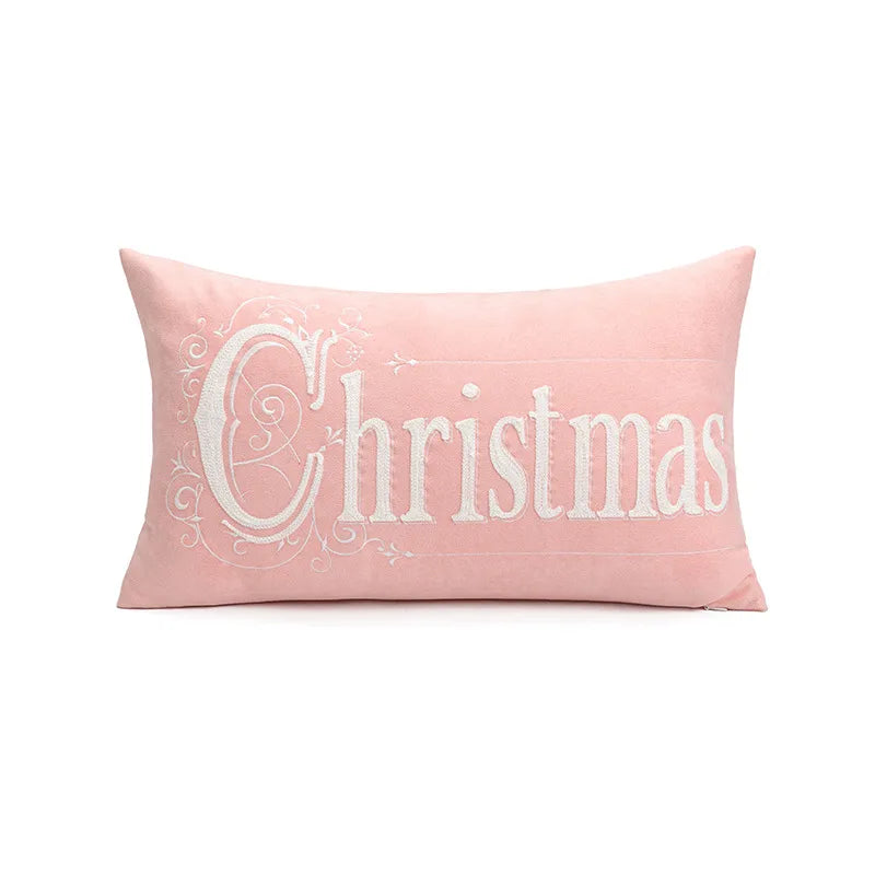 Ins Style Decorative Plush Pillow Cover Pink Embroidery Sofa Living Room Decorative Cushion Cover Festive Star Pattern