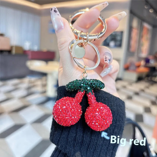 1 Piece Classic Style Cherry Rhinestone Unisex Bag Pendant Keychain