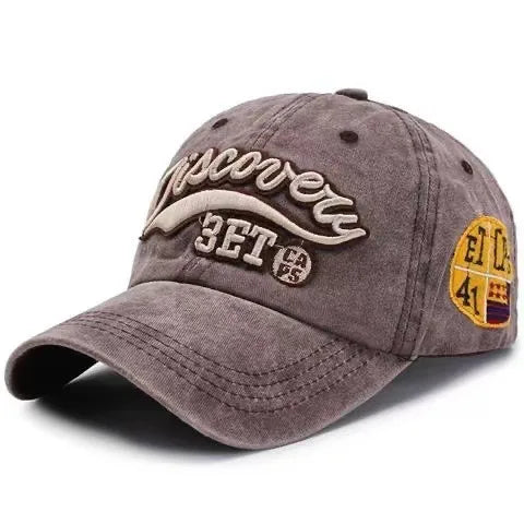 Washed Outdoorsy Baseball Cap With Embroidered Letters Unisex Sporty Fashionable Duckbill Cap Spring Autumn Simple Style