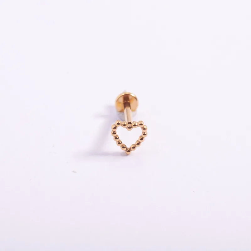 1 Piece Lip Rings Casual Punk Simple Style Cross Letter Heart Shape Titanium Alloy Polishing Plating Zircon 18K Gold Plated Lip Rings Ear Cartilage Rings & Studs