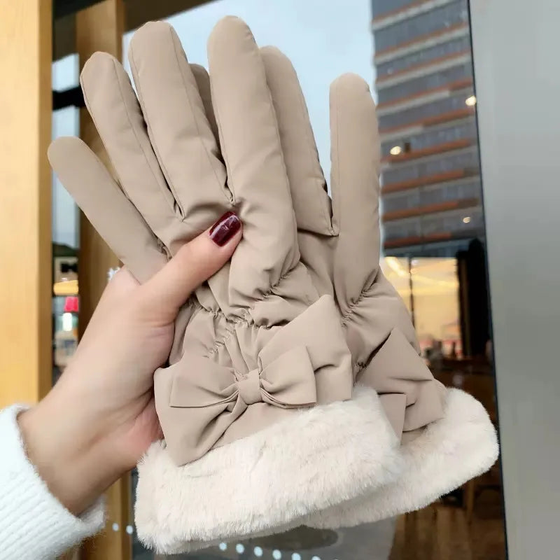 Warm gloves women's winter plus velvet padded suede autumn and winter cold-proof touch screen new cycling ski riding gloves