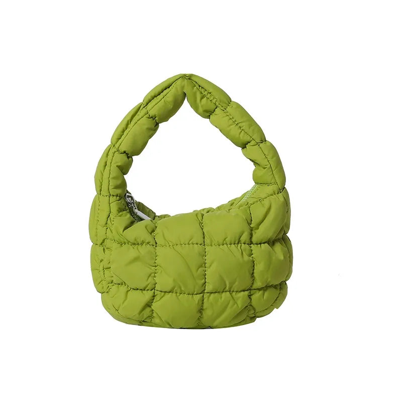 Pleated Plaid Cloud Bag Underarm Bag  New down Cotton Jacket Western Style Fashion Mini Handbag