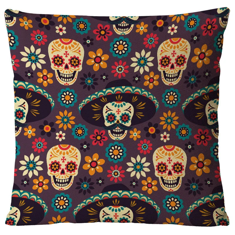 casual halloween pattern linen pillow cases