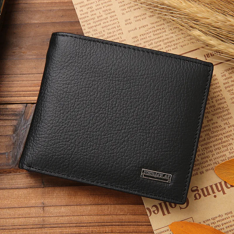 men's solid color leather open wallets