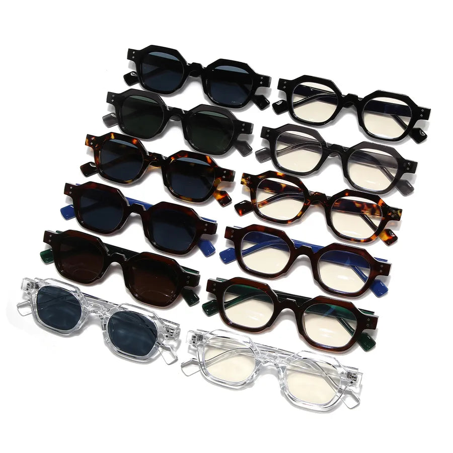 simple style streetwear solid color pc polygon  full frame men's sunglasses