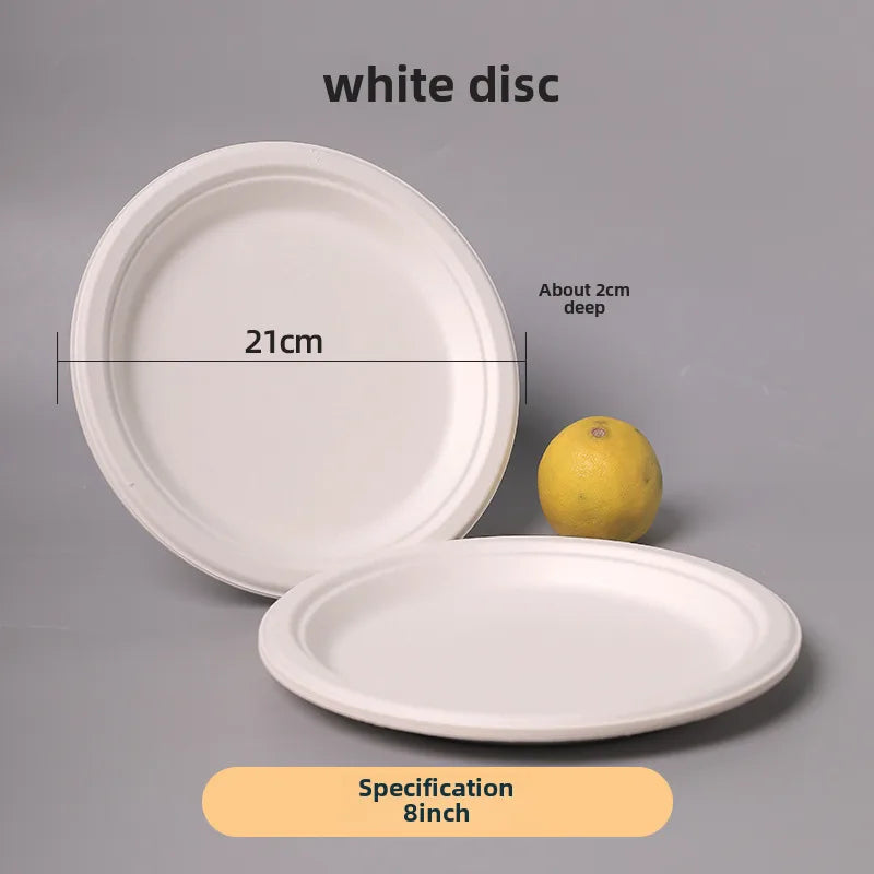 Disposable Sugarcane Pulp Paper Plate Dinner Plate Barbecue Cake Kindergarten Drawing DIY Paper Plate Thickened Pulp Plate