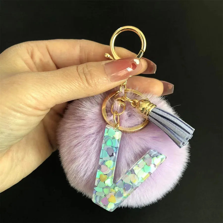 Cute Simple Style Letter Hairball Resin Unisex Bag Pendant Keychain