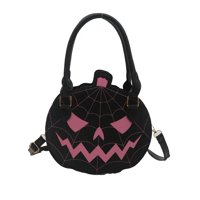 Halloween Pumpkin Shaped Color Block Women's Bag Simple Shoulder Round Bag Funny Gourd Bag Ladies Crossbody Bag Polyester Lining