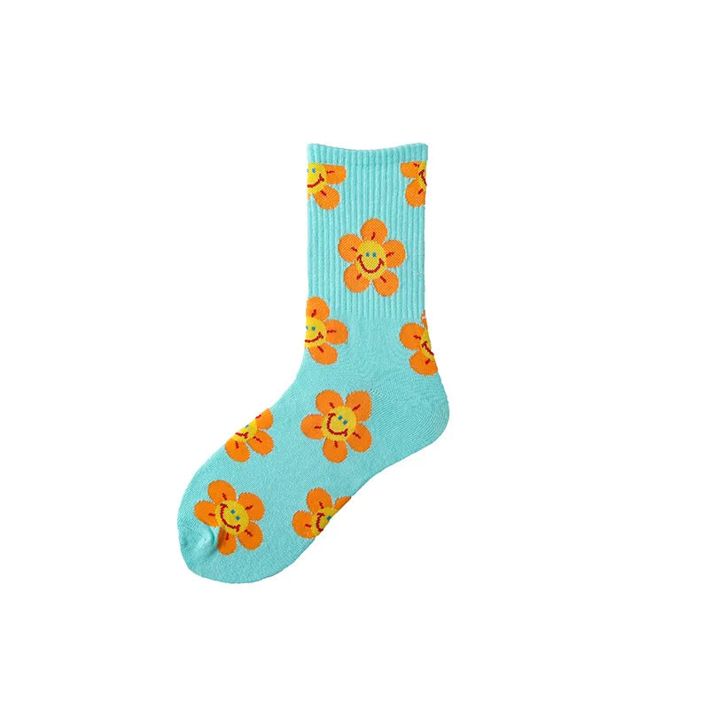 Women's Simple Style Color Block Cotton Crew Socks A Pair