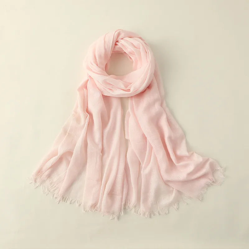 women's elegant solid color cotton silk scarves