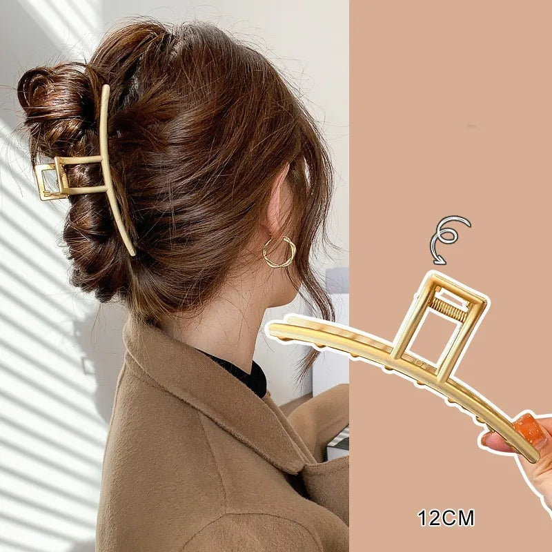 simple style sector shell rectangle imitation pearl rhinestone metal hair claws
