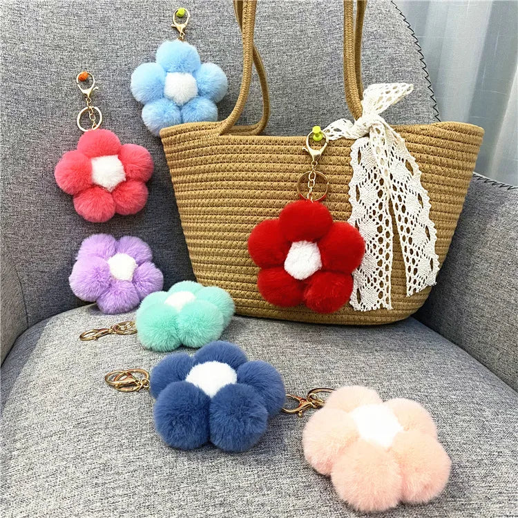 cute flower metal keychain