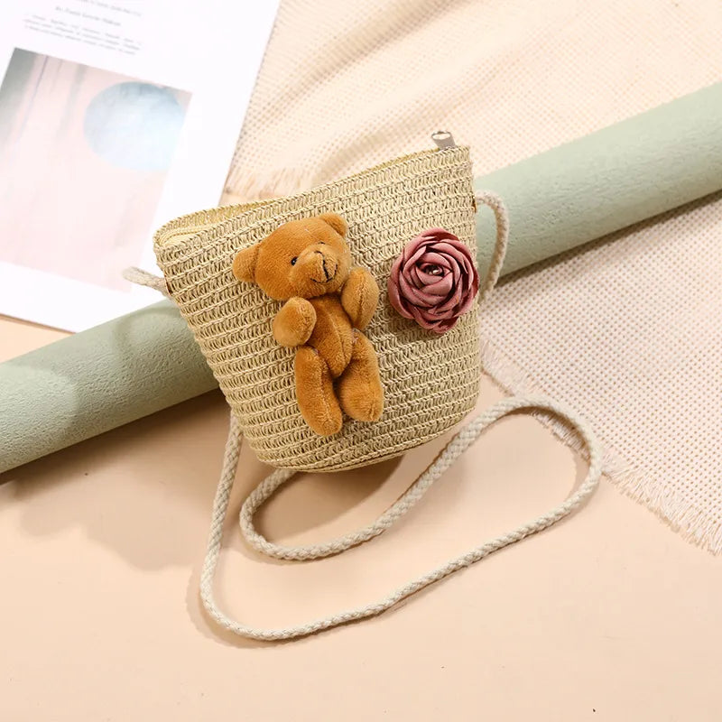 Straw Island Beach Woven Bag Women  New Popular Bag Seaside Straw Bag Cute Kid's Messenger Bag