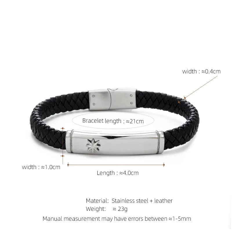 Casual Streetwear Geometric 304 Stainless Steel Pu Leather Braid 18K Gold Plated Men's Bracelets