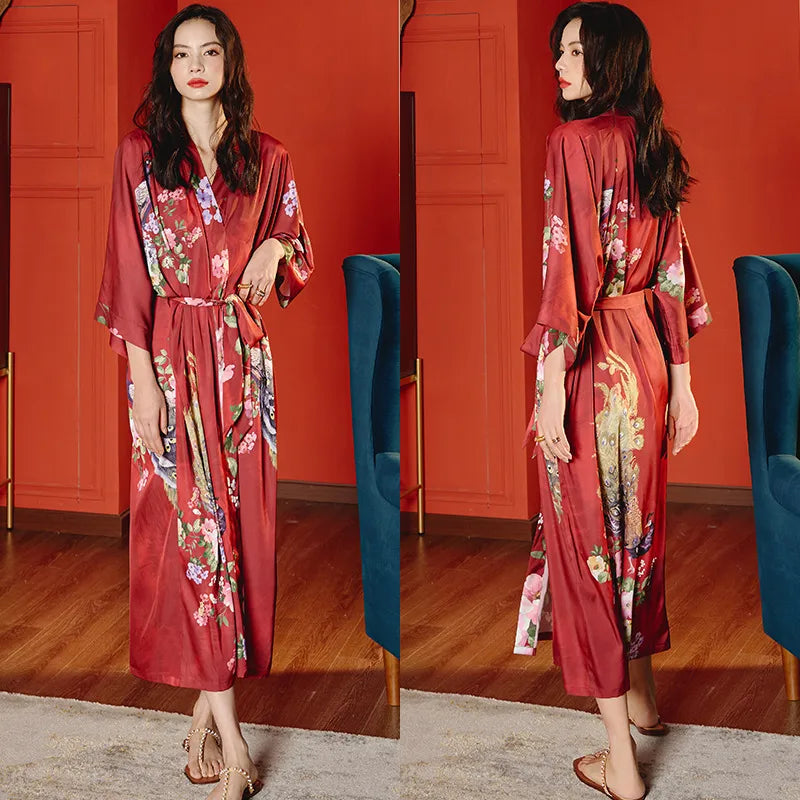 new satin chiffon ice silk light bathrobe multicolors