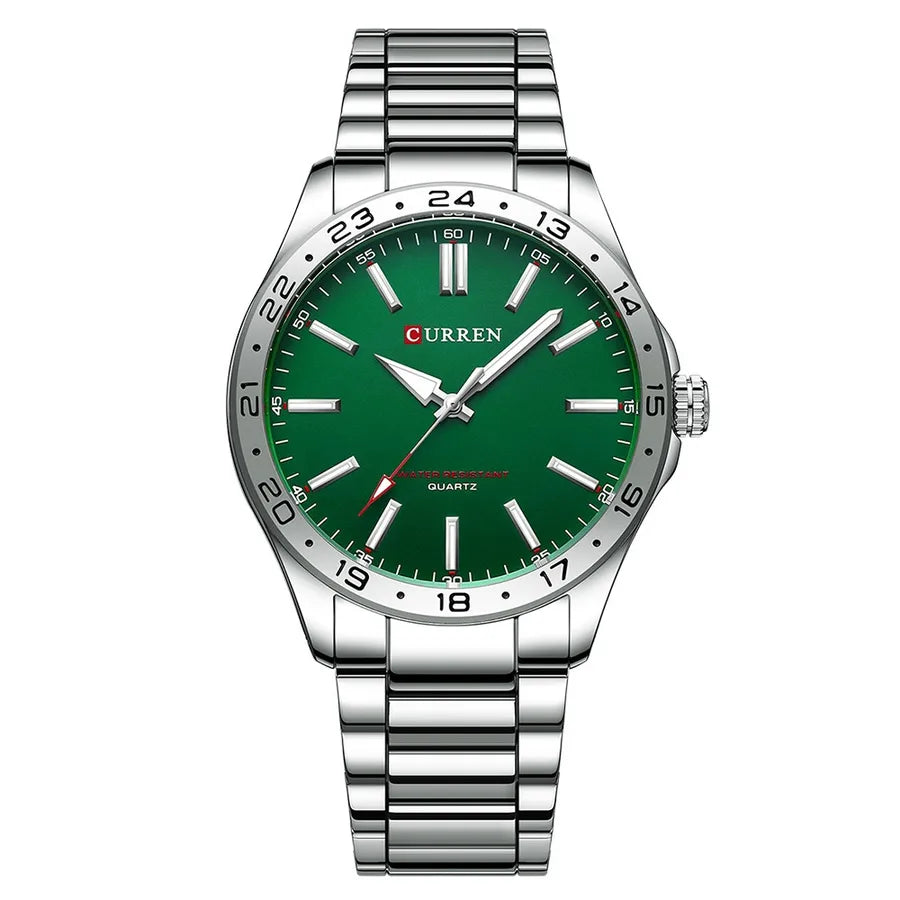 Business Color Block Single Folding Buckle Quartz Watch Men's Watches