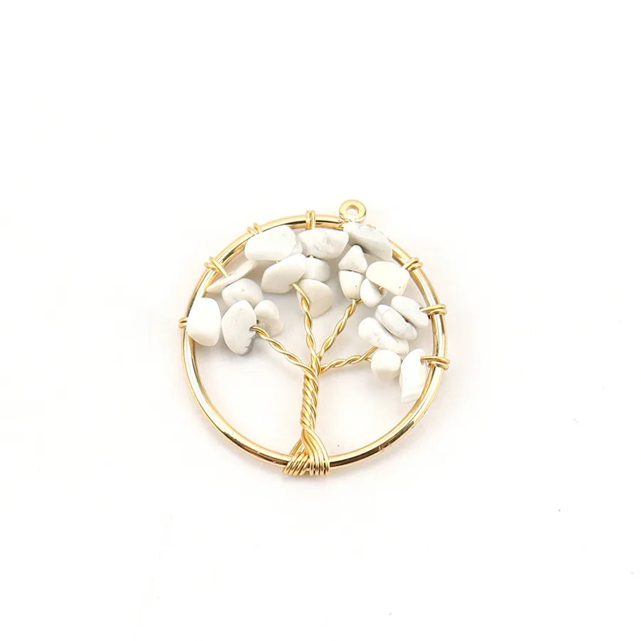 simple style lucky tree natural stone agate wholesale pendants