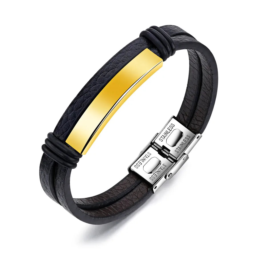 Original Design Solid Color 304 Stainless Steel Men'S Bracelets