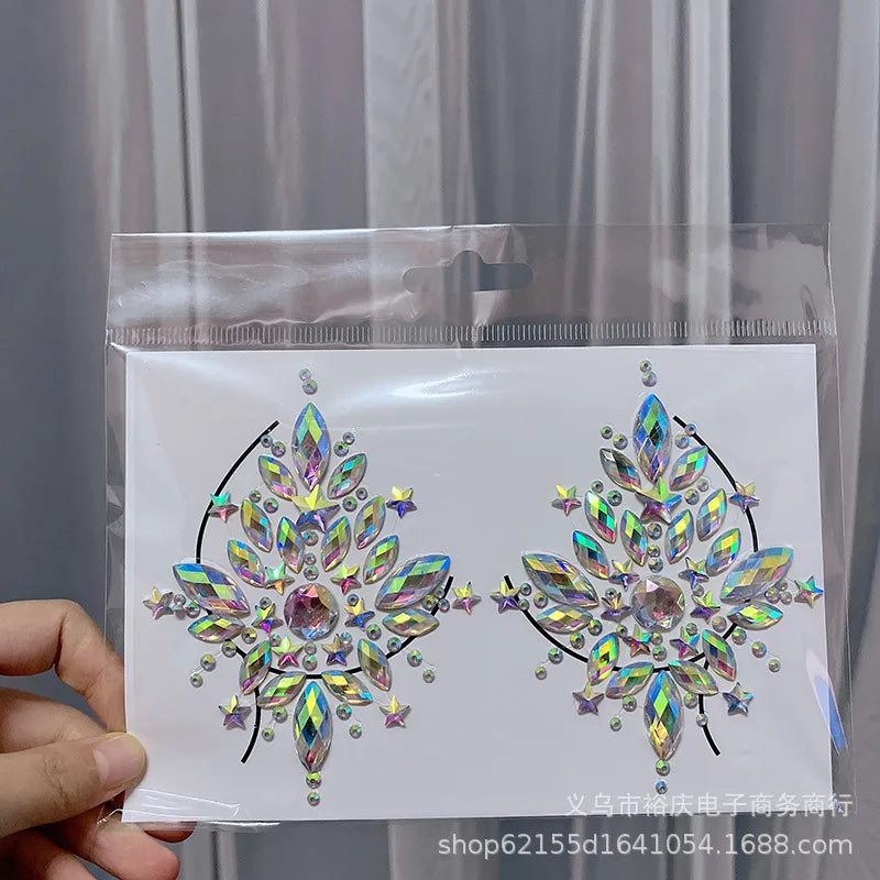 Halloween face stickers chest stickers body tattoo stickers resin acrylic Diamond stickers   tattoo stickers wholesale