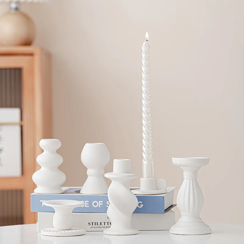 retro simple style geometric ceramics candlestick