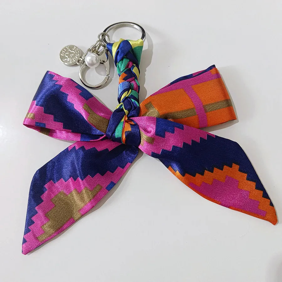 Sweet Simple Style Bow Knot Cloth Metal Unisex Bag Pendant Keychain