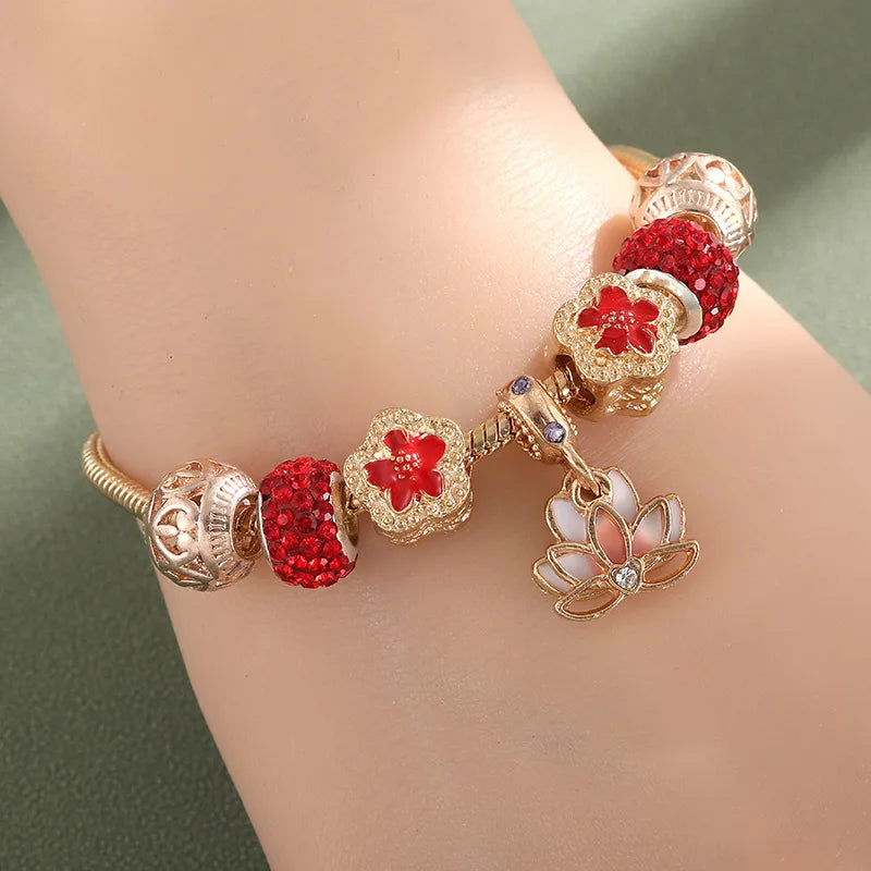 Blue Crystal Beads Bracelet Halloween DIY Snake Bone Bracelet Fashionable OL Style Alloy Cartoon Character Pattern Unisex