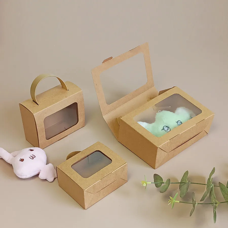 Creative Window Opening Gift Box Handheld Holiday Cookie Candy Box Small Present Box Souvenir Bag for Children's Birthday