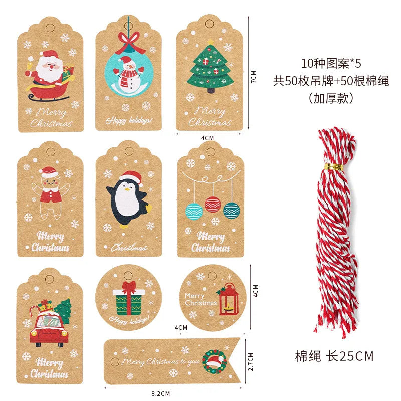 Christmas Fashion Christmas Tree Santa Claus Snowman Kraft Paper Party Hanging Ornaments