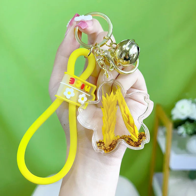 Acrylic Keychain Cute Sandflow Bottle Bag Pendant Toy Christmas Valentine Wedding Graduation Birthday Gift Keyring Decoration