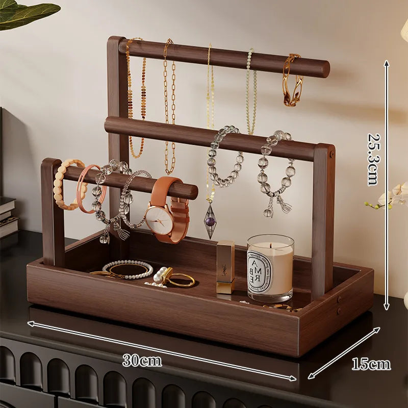 Crystal Bracelet Display Stand Jewelry Holder Wooden Material High-End Style Bracelet Storage Organizer Box For Desktop