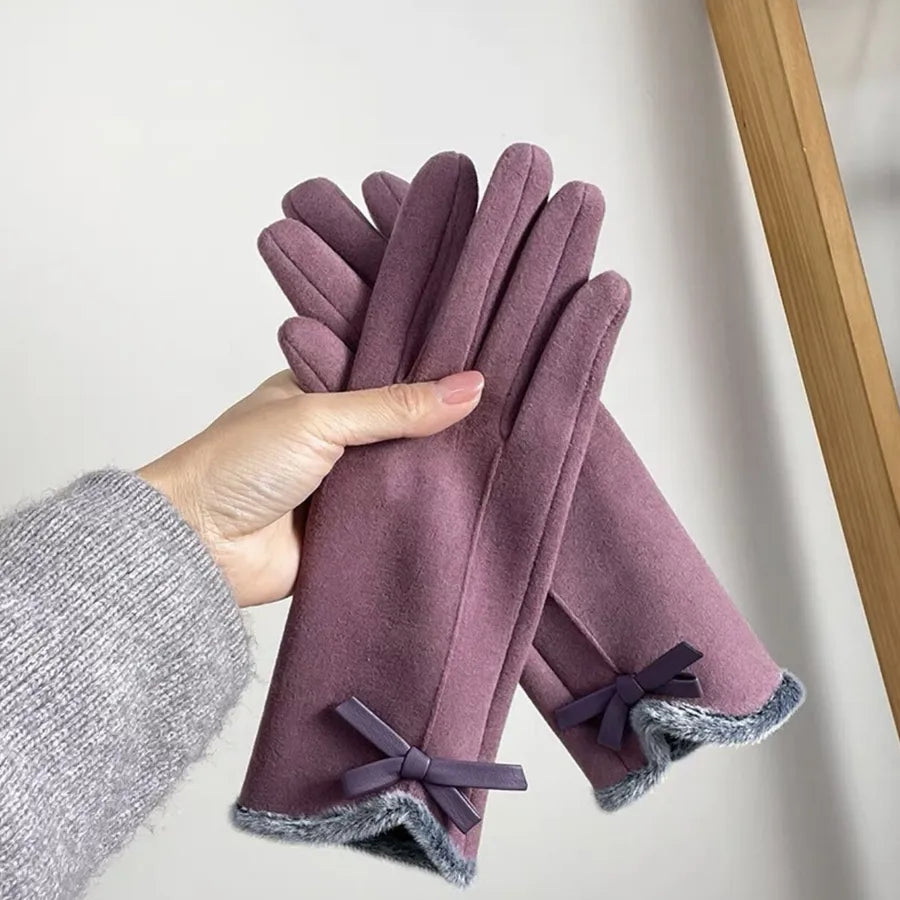 women's simple style solid color velvet polyester gloves 1 pair