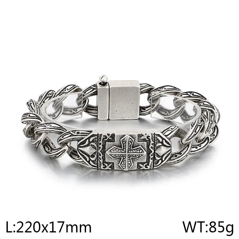 Vintage Style Cross 304 Stainless Steel Men's Bracelets
