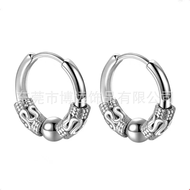 Retro Circle Earrings Korean Style Earrings Trendy  Earrings Distinctive Dragon Pattern Earrings Men's and Women's Fashion Earrings Aggressive Earrings