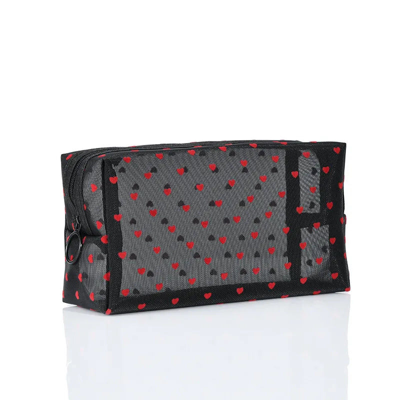 women's small all seasons nylon heart shape fashion square zipper cosmetic bag