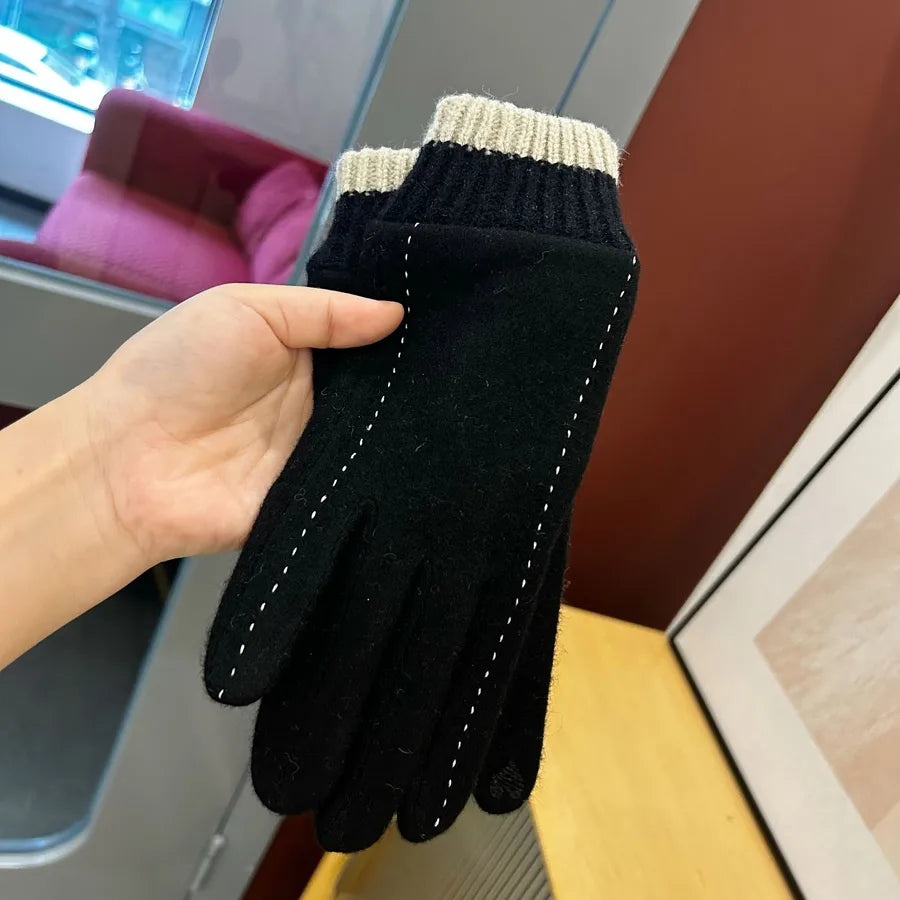 women's simple style solid color velvet polyester gloves 1 pair