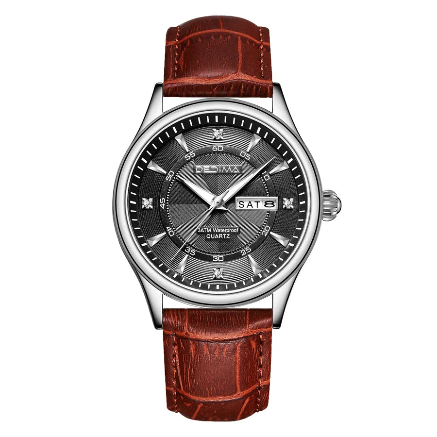 Casual Color Block Solid Color Butterfly Double Snap Quartz Men's Watches