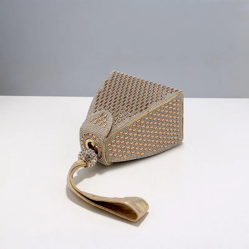 black gold silver pu leather solid color rhinestone evening bags
