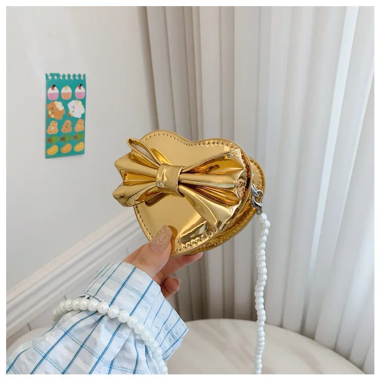 Children's Bag Cute Sweetheart Princess Heart Children's Shoulder Bag Girl Crossbody Small Bag Parent-Child Bow Small Bag