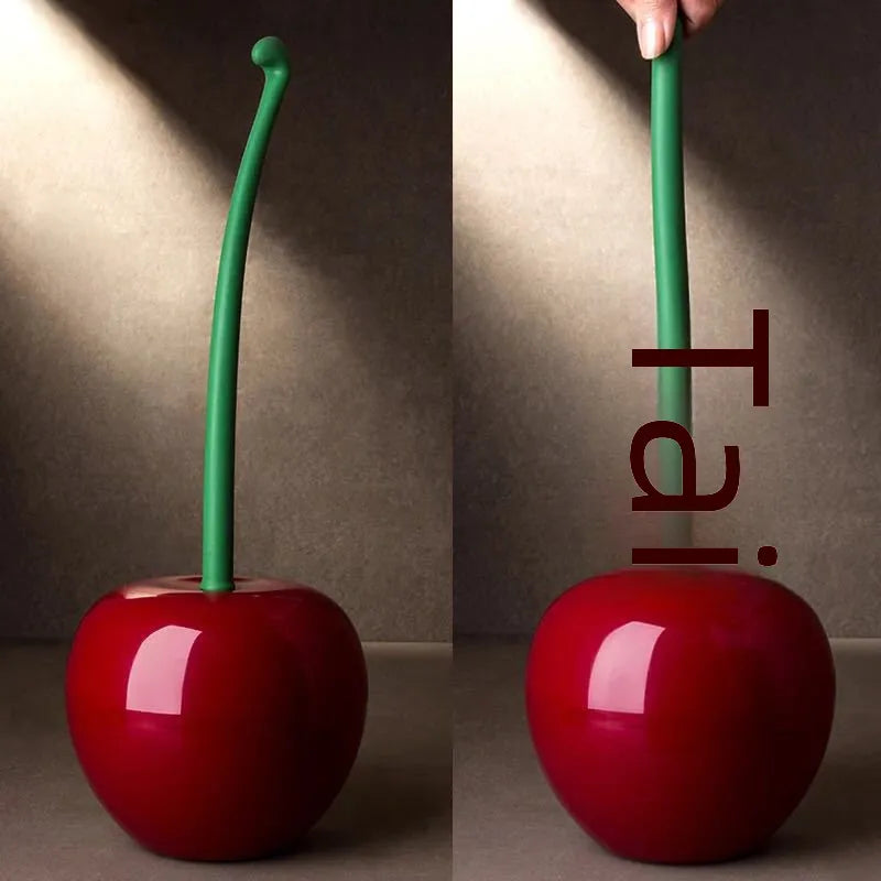 Long handle soft fur toilet brush suit Cherry toilet brush daily necessities  creative plastic cleaning brush toilet brush