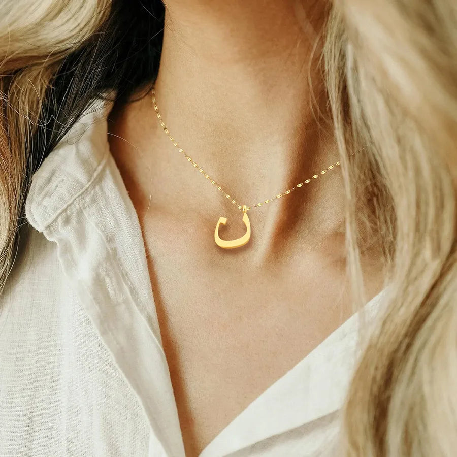 Wholesale Jewelry Casual Simple Style Arabic Letters 201 Stainless Steel 304 Stainless Steel Lip Chain Pendant Necklace
