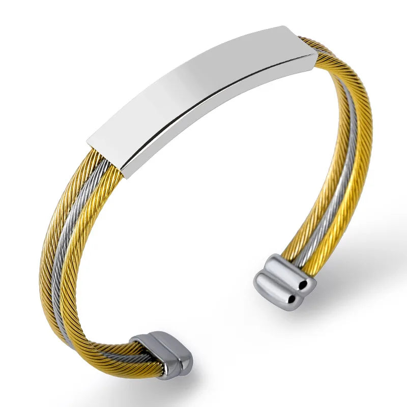 Commute Color Block Stainless Steel Plating Unisex Bangle