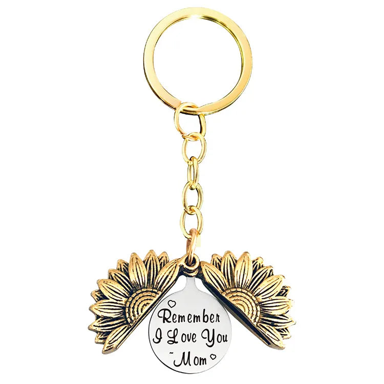 1 piece retro letter plant flowers metal plating keychain