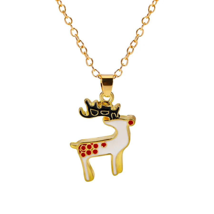 Christmas Themed Alloy Pendant Necklace With Bell Snowflake Design Geometric Pattern For Men And Women Christmas Tree Santa Claus Deer Stick